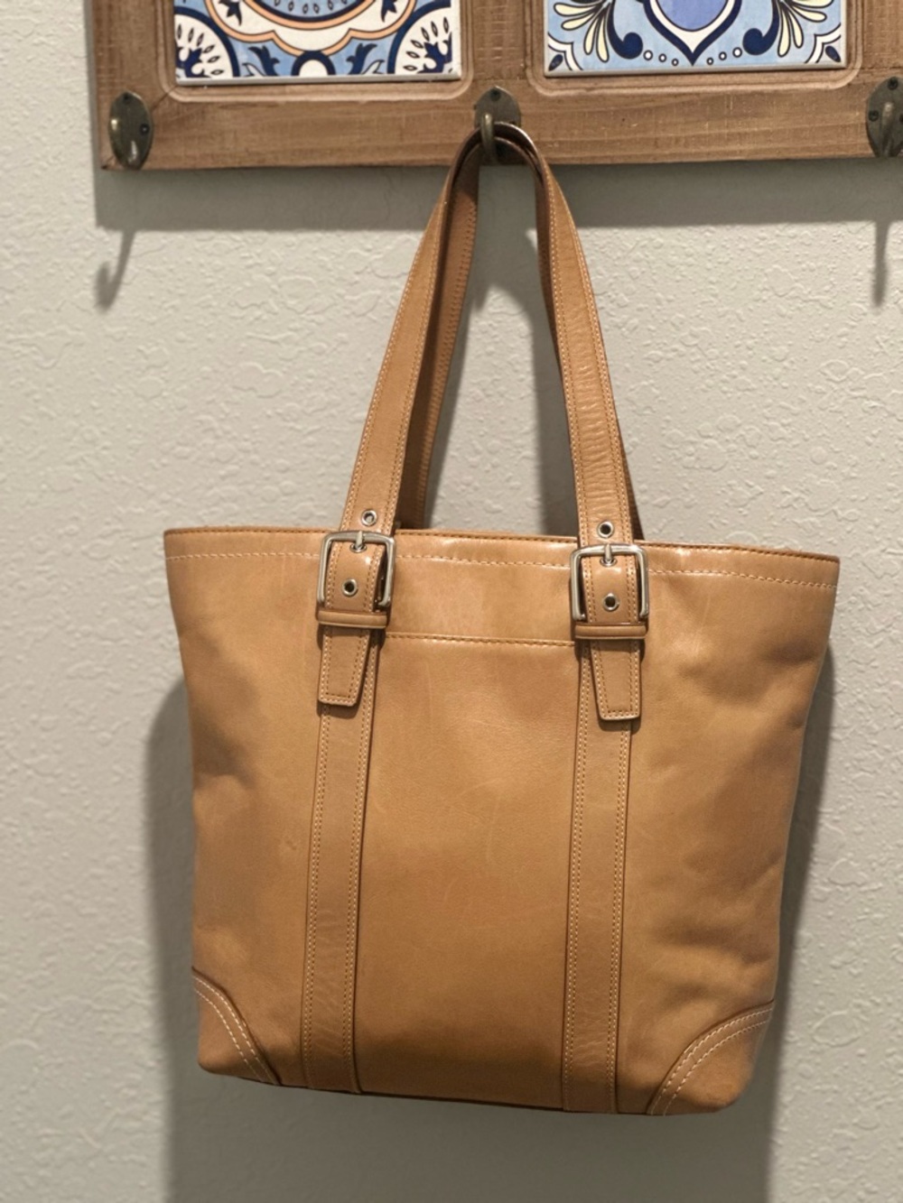 Vintage Coach Camel Hampton Buckle Tote